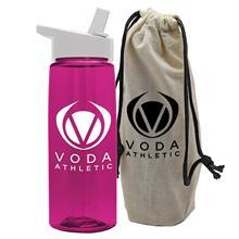 26 oz.  Flair Bottle in a Cotton Tote with Flip Straw Lid